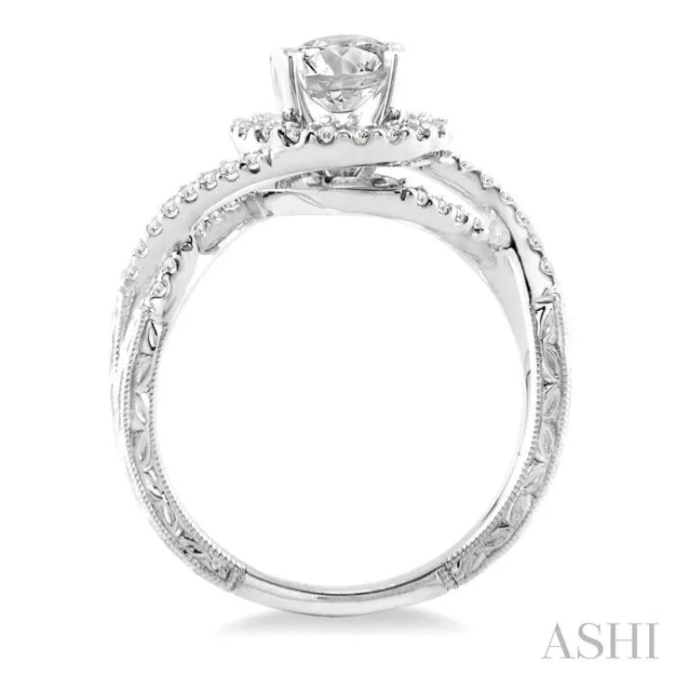 1 Ctw Diamond Engagement Ring with 3/4 Ct Round Cut Center Stone in 14K White Gold