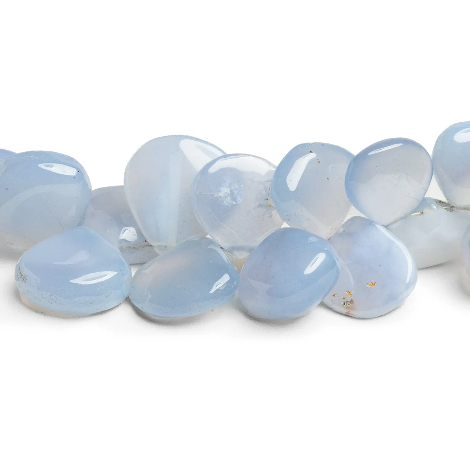 10-17mm Turkish Natural Chalcedony Hearts 8 inch 43 beads