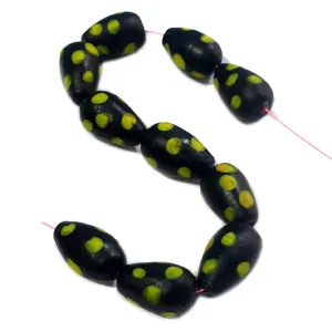 10 Pcs Matt Black dotted drop lampwork glass beads