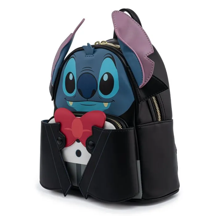 10" Disney : Lilo & Stitch - Vampire Stitch Cosplay Faux Leather Mini Backpack Bag Loungefly