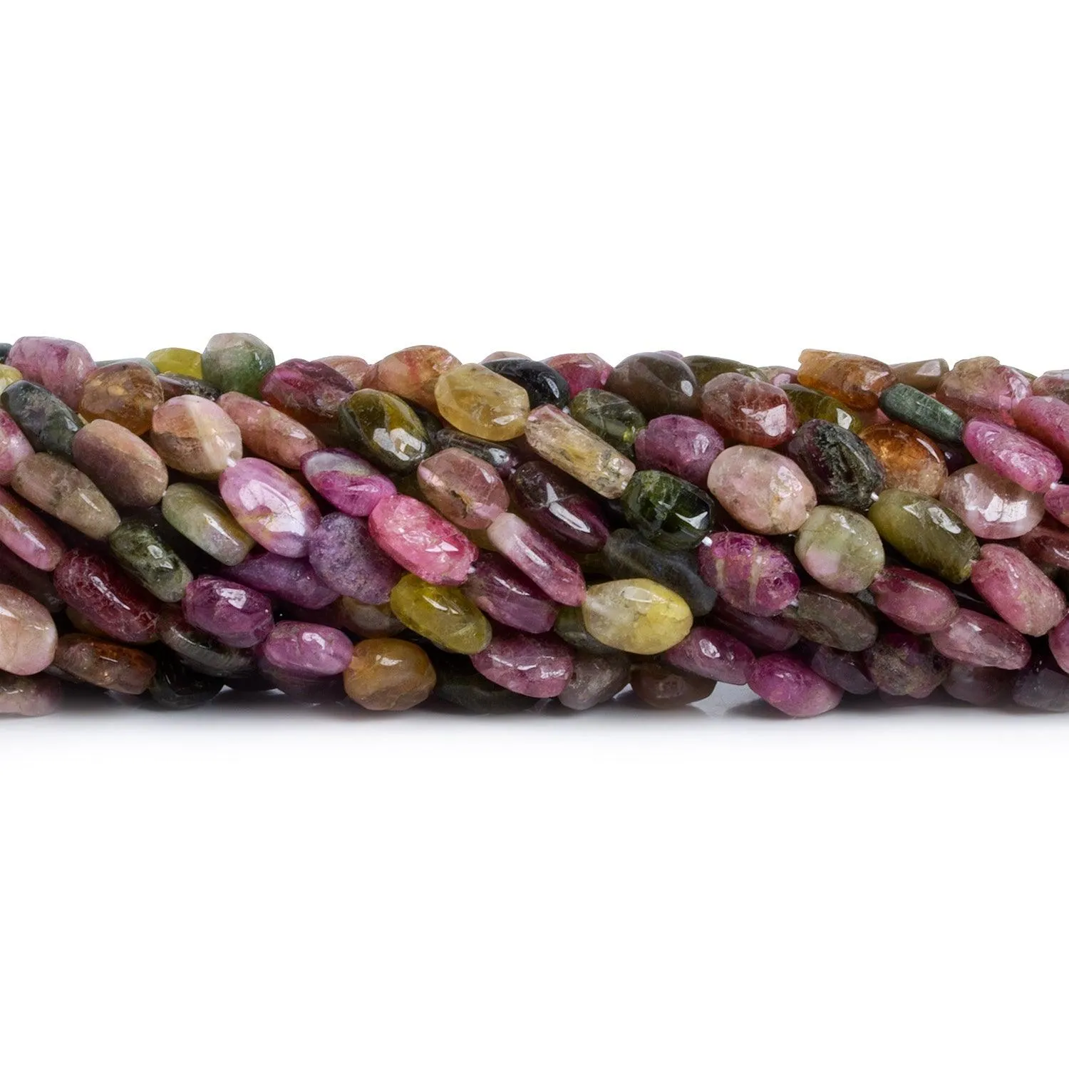 11x8mm Multicolor Tourmaline Ovals 12 inch 27 beads