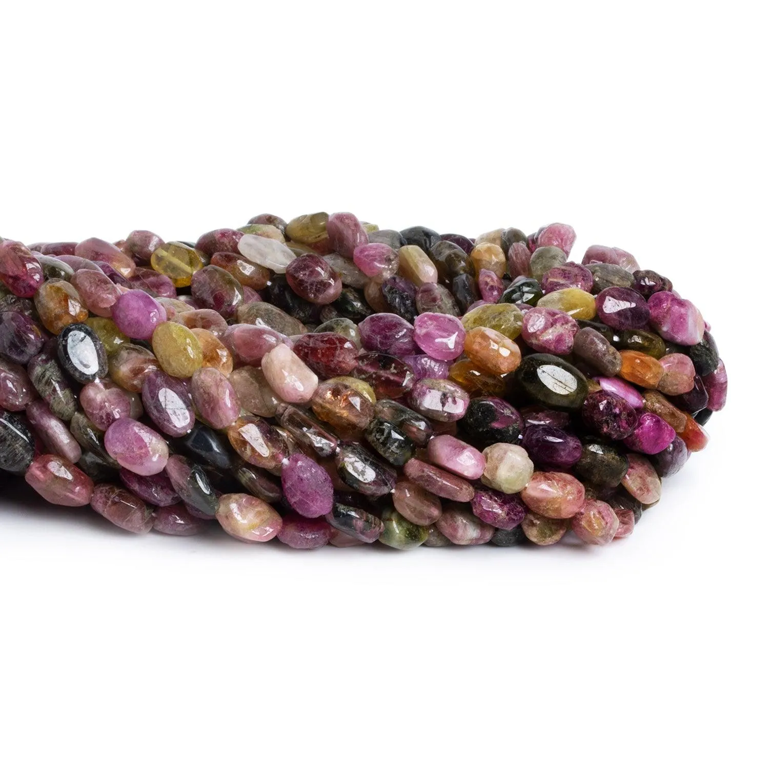 11x8mm Multicolor Tourmaline Ovals 12 inch 27 beads