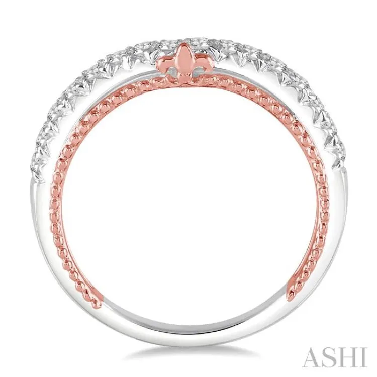 1/3 Ctw Round Cut Diamond Wedding Band in 14K White and Rose Gold