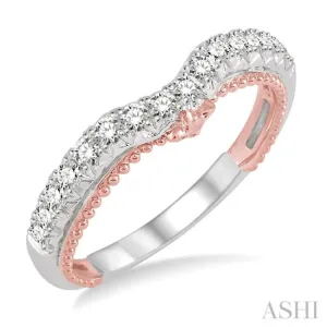 1/3 Ctw Round Cut Diamond Wedding Band in 14K White and Rose Gold