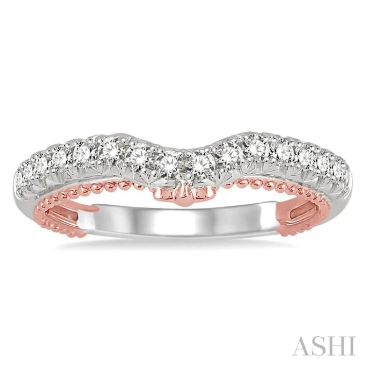 1/3 Ctw Round Cut Diamond Wedding Band in 14K White and Rose Gold