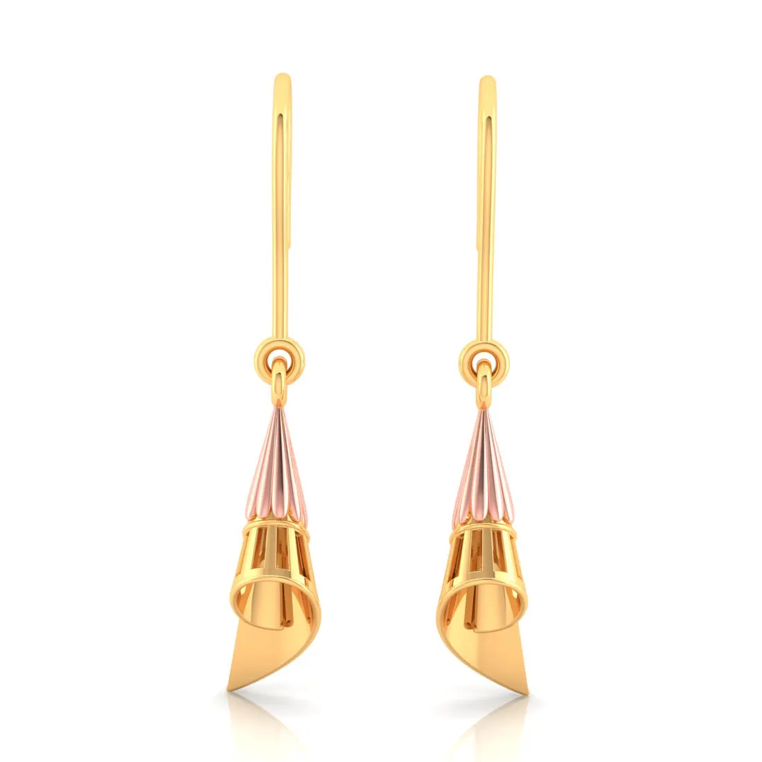 14k Conical Gold Earrings With A Yellow Gold Touch