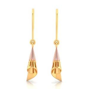 14k Conical Gold Earrings With A Yellow Gold Touch