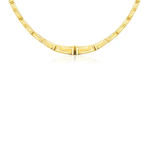 14K Yellow Gold Necklace with Graduated Greek Meander Motif Links