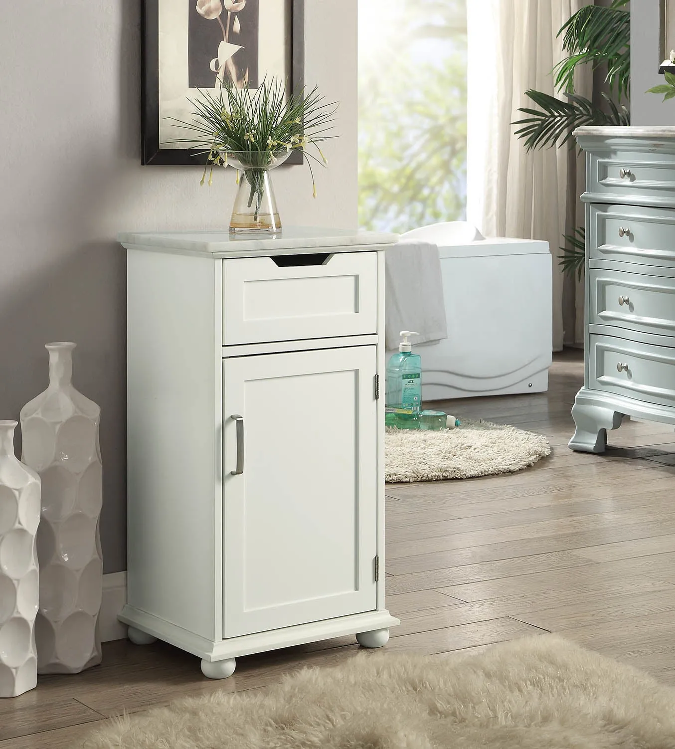 16" X 13" X 30" White Alluring Cabinet