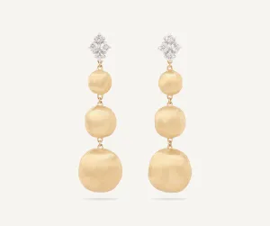 18K Yellow Gold Graduated Drop Earrings With Diamonds