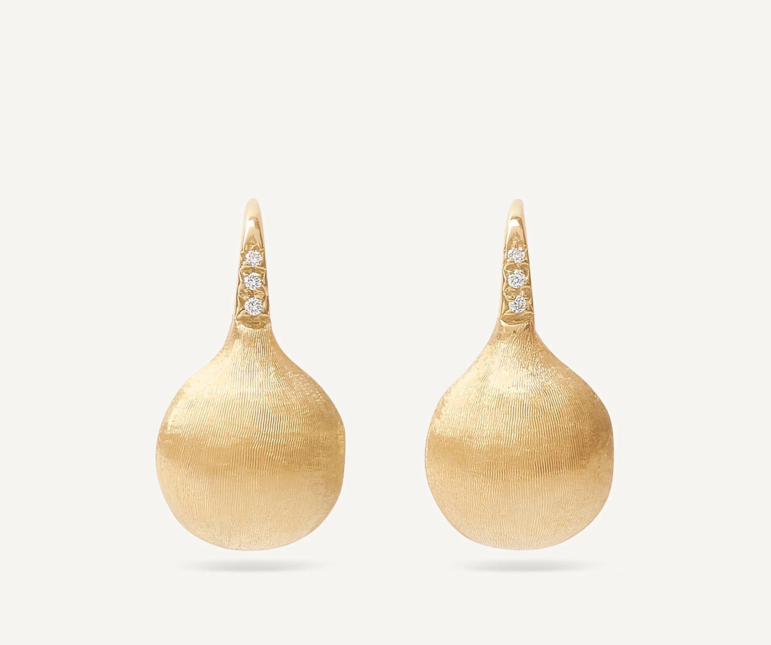 18K Yellow Gold Medium Drop Earrings With Diamonds