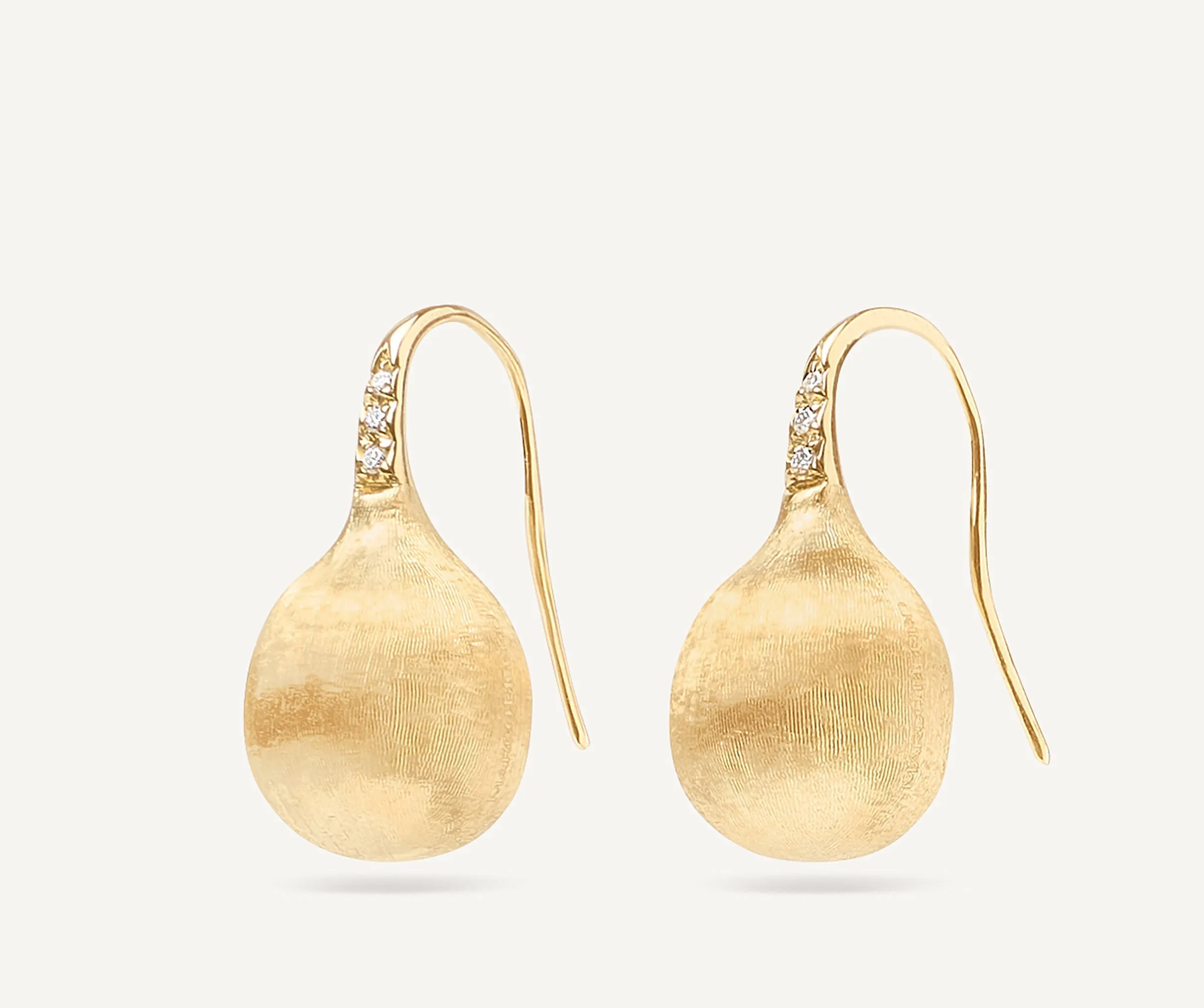 18K Yellow Gold Medium Drop Earrings With Diamonds