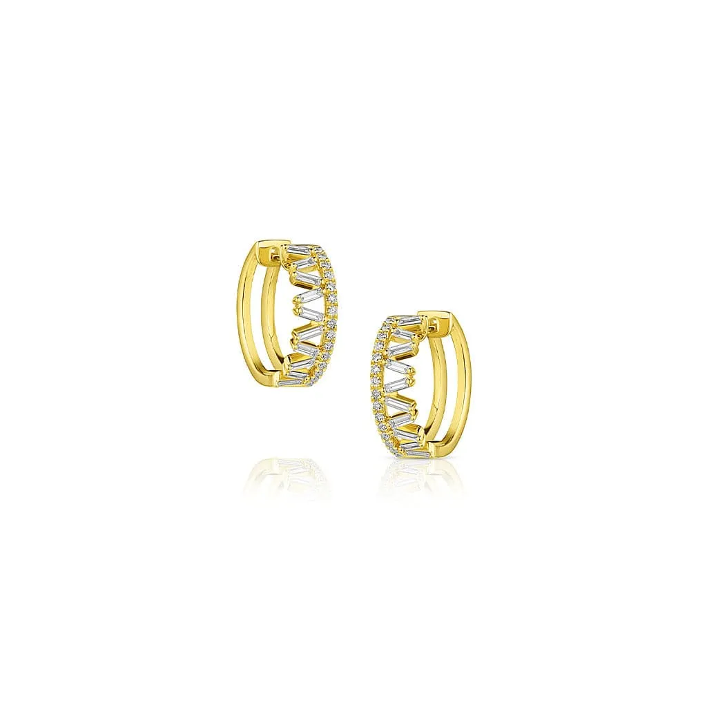 18kt Yellow Gold Diamond "V" Hoop Earrings