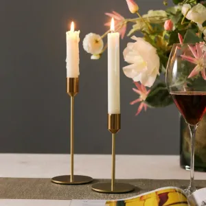 2 PCs Metal Candle Holder-Plain Golden(2121)