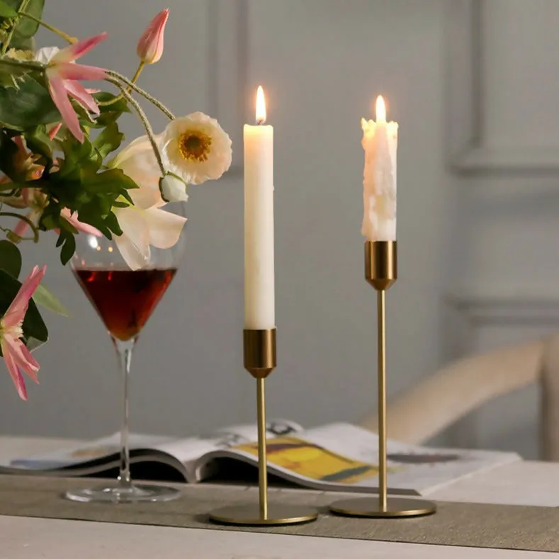 2 PCs Metal Candle Holder-Plain Golden(2121)