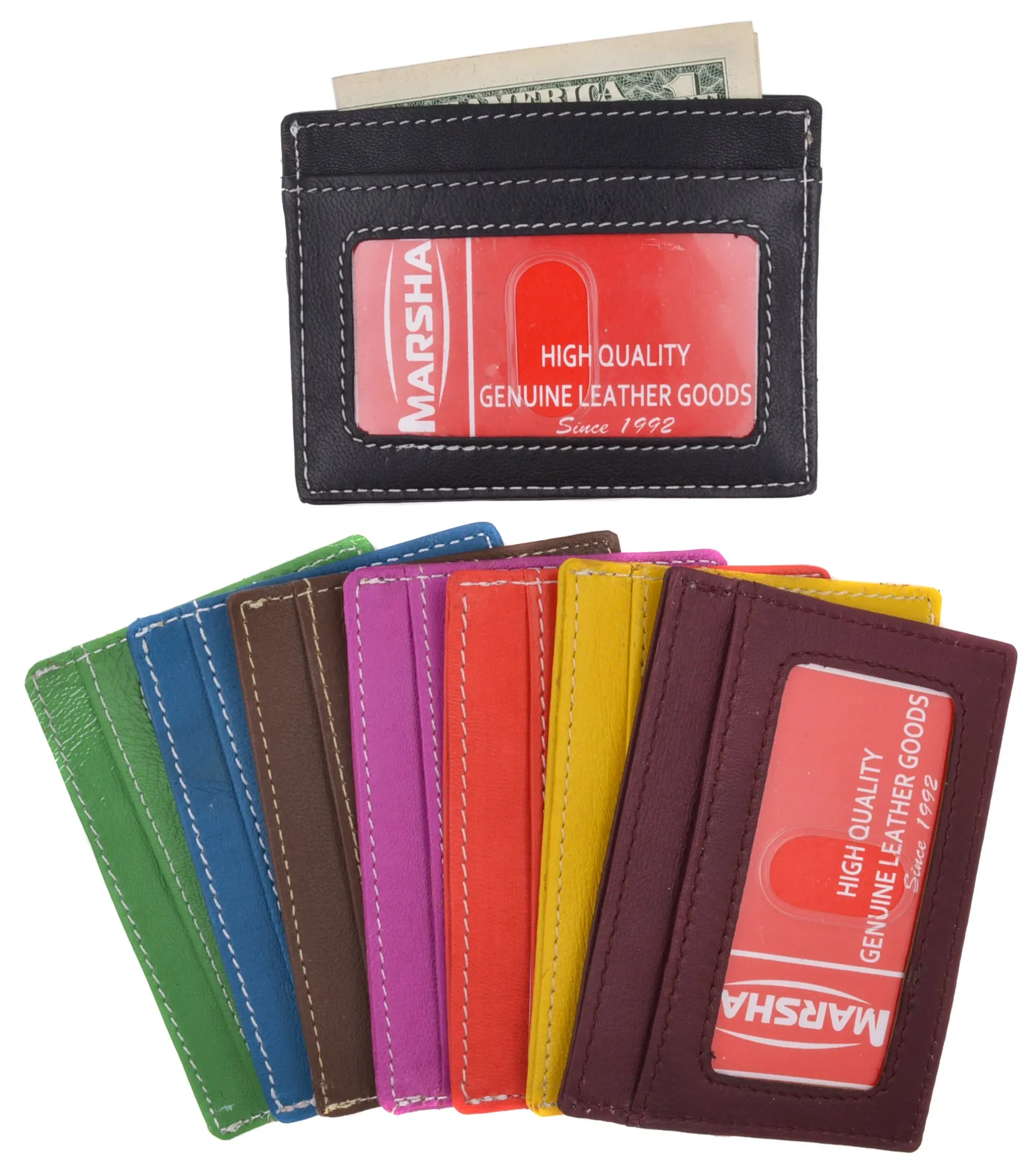 270CF Handmade Genuine Leather Unisex Slim Super Thin Card Holder With ID Card