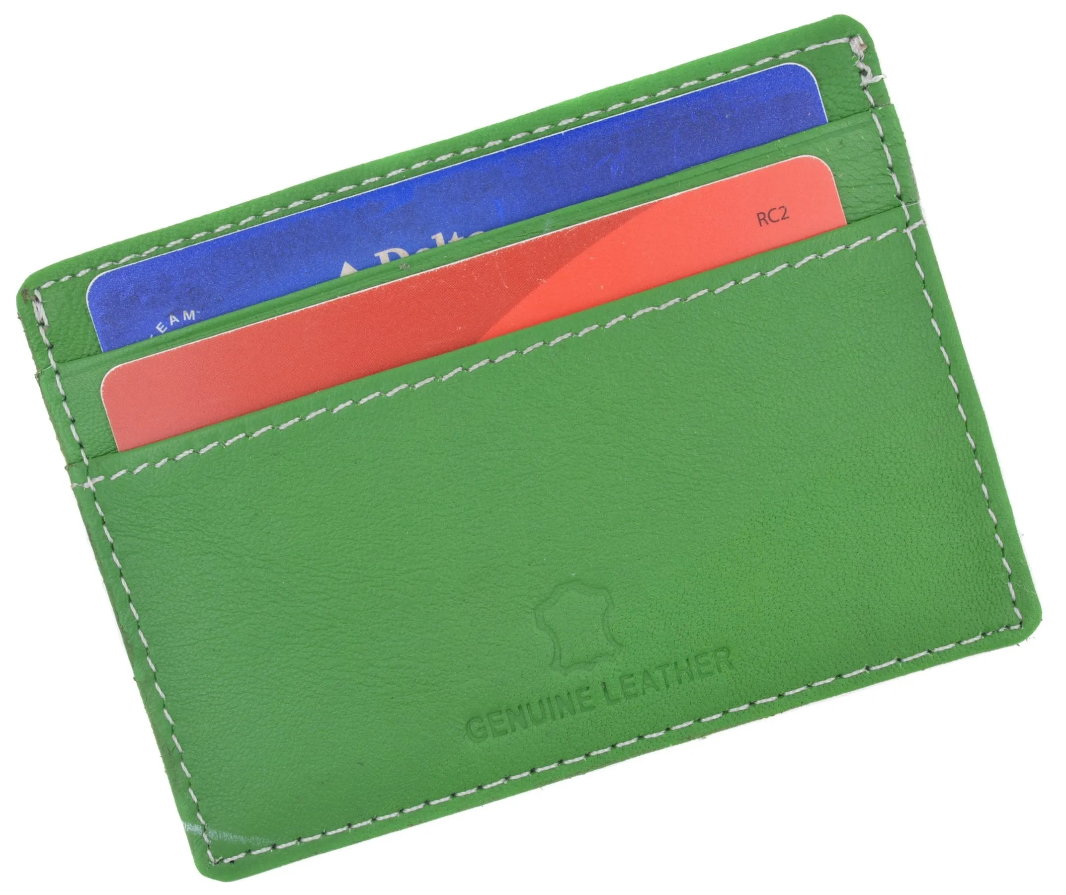 270CF Handmade Genuine Leather Unisex Slim Super Thin Card Holder With ID Card