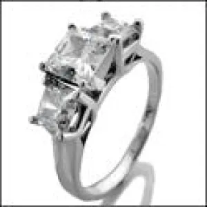 3 Stone 1.75 TCW Princess Lucida Prongs Cubic Zirconia Cz Ring