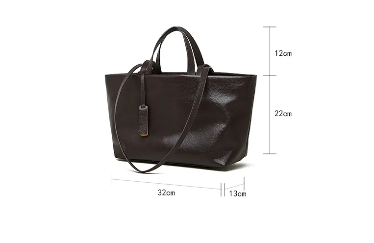 32CM genuine leather women's cowhide  large capacity underarm tote bag 2907 black