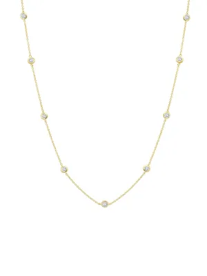 36" Station Bezel Necklace in Gold