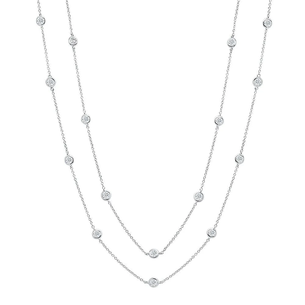 36" Station Bezel Necklace in Platinum