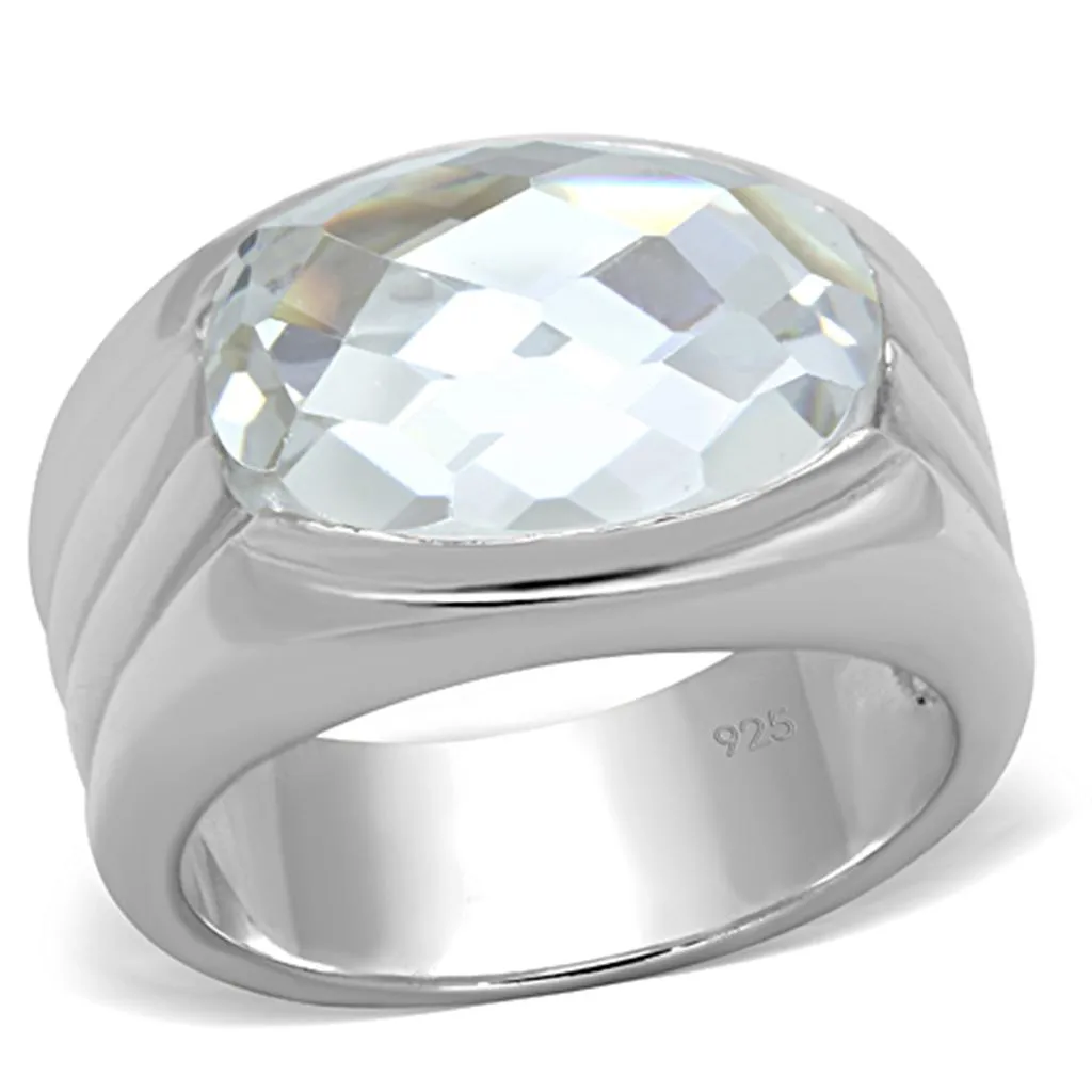 925 Sterling Silver Ring with AAA Grade CZ in Clear for Women Style LOS736