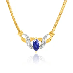 9ct Alluring Yellow Gold Created Sapphire   Diamond Chain