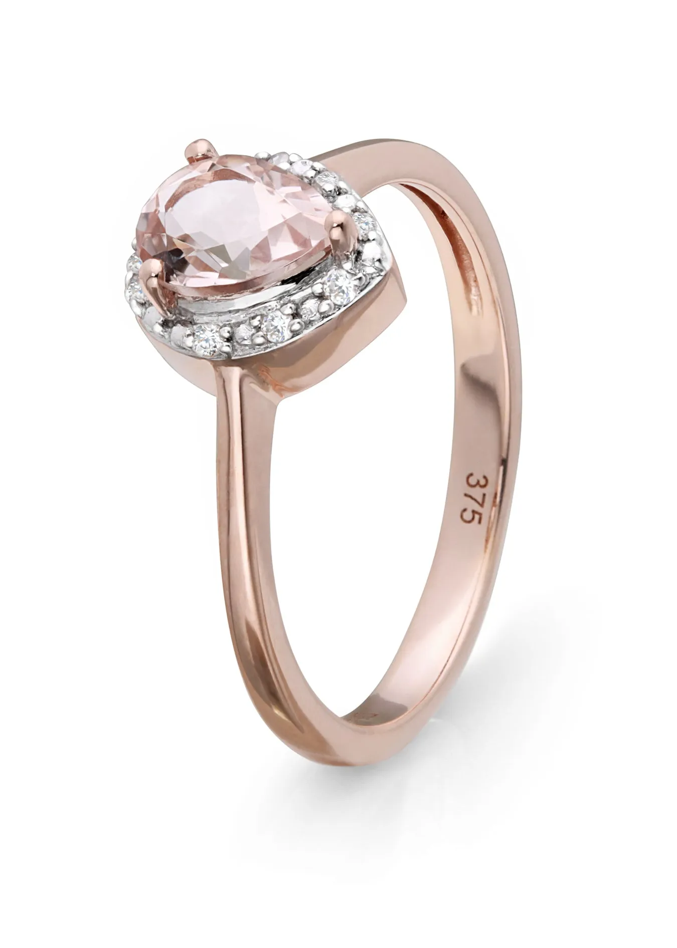 9ct Rose Gold Morganite and Diamond Ring