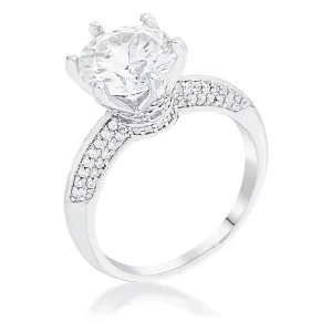 Adeline 2.75ct Round Solitaire Quad Micropave Ring | 3.3ct