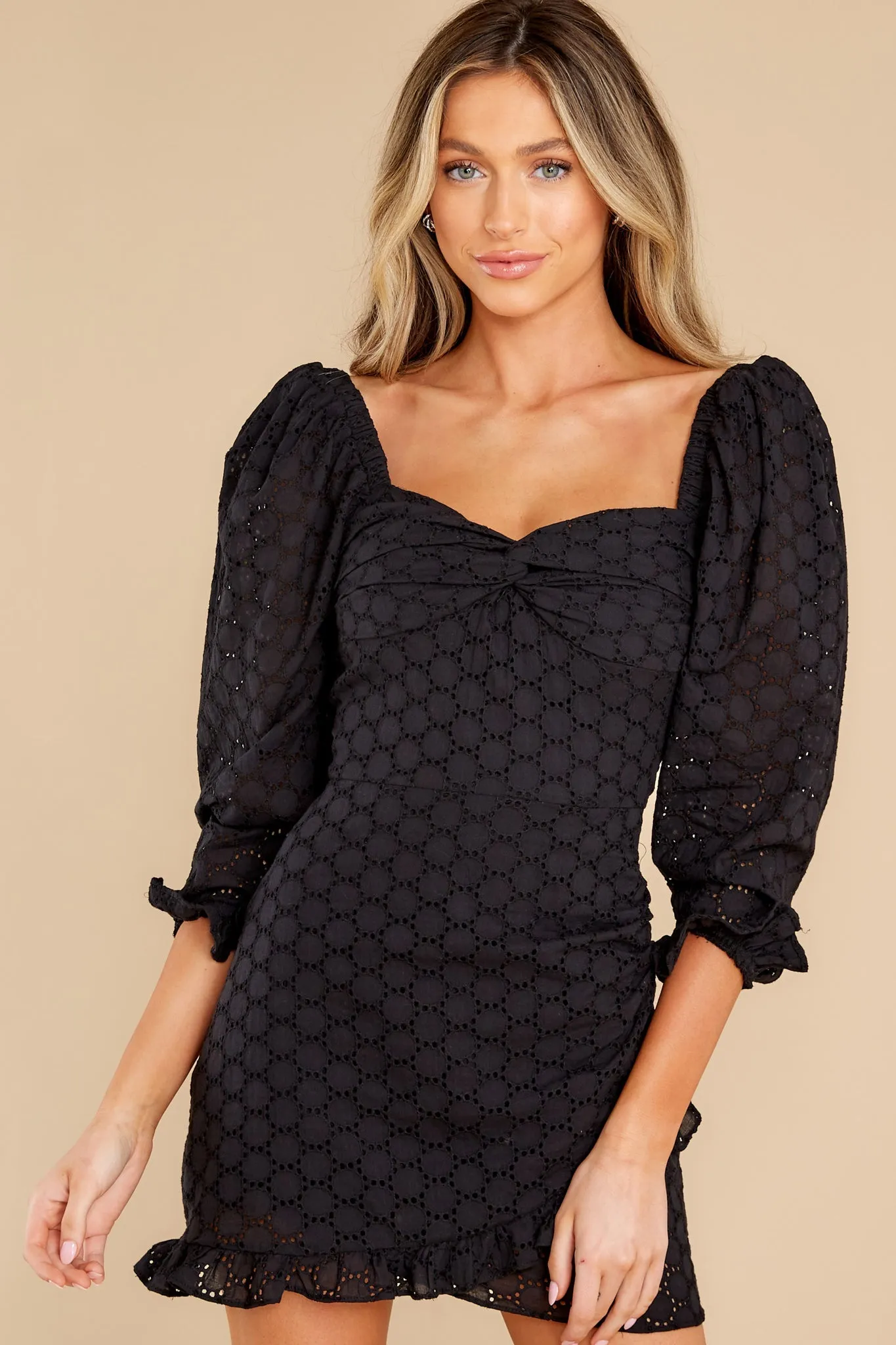 Alluring Adoration Black Eyelet Dress