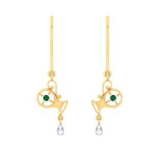 alluring Aquarius Themed 18k Gold Earrings With Diamond