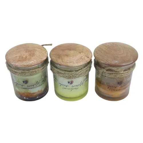 Alluring Artsy Alluring Relaxing Candle for Home Decor | Long Lasting | for Gifting (Transparent, Set of 3)