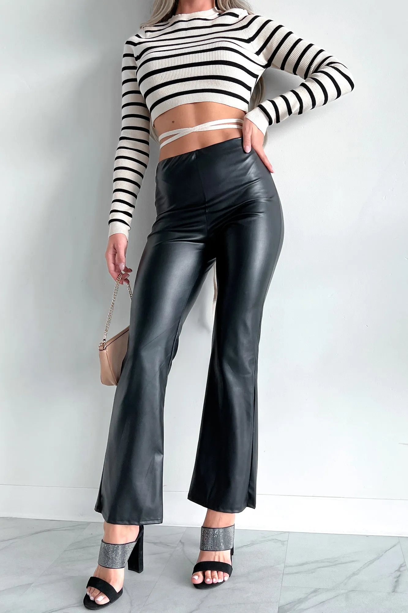 Alluring Attraction Pleather Straight Leg Pant (Black)