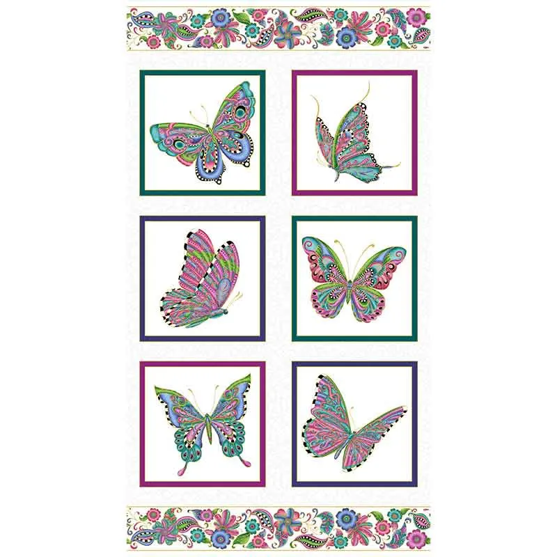 Alluring Butterflies - Butterfly White Metallic Panel