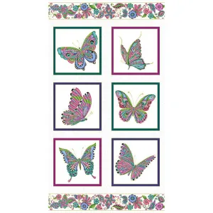 Alluring Butterflies - Butterfly White Metallic Panel