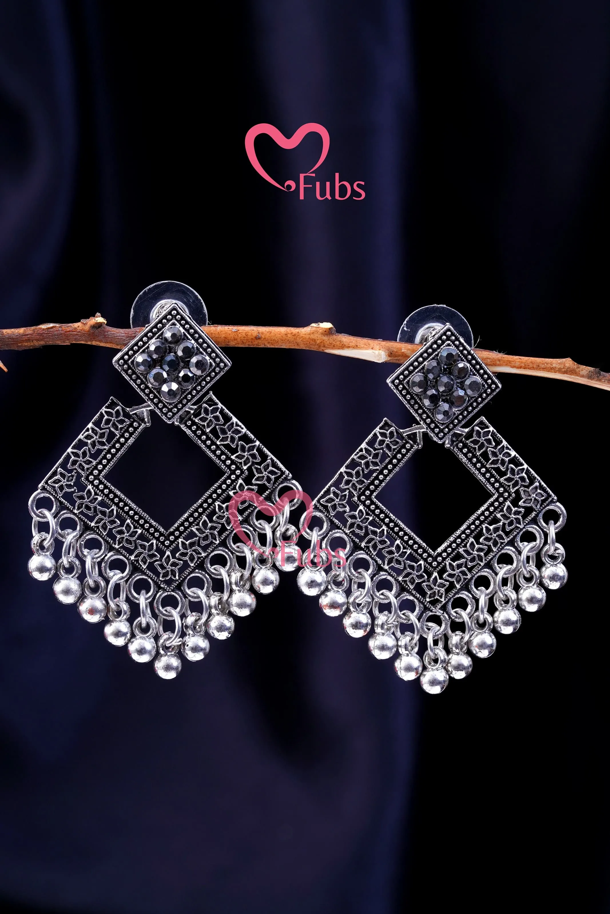 Alluring Oxidised Square Jhumkas