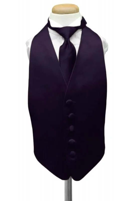 Amethyst Luxury Satin Kids Tuxedo Vest