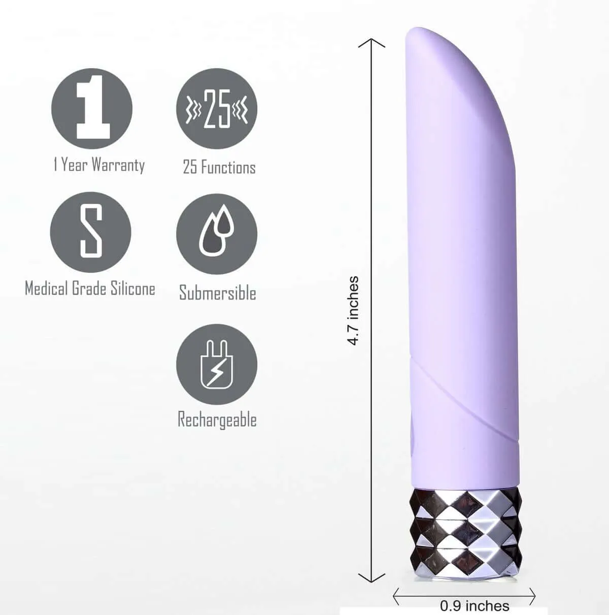 Angel Crystal Gems USB Rechargeable 25 Function Bullet Vibrator