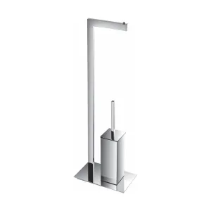 Aqua Piazza by KubeBath Free Standing Toilet Paper Holder With Toilet Brush