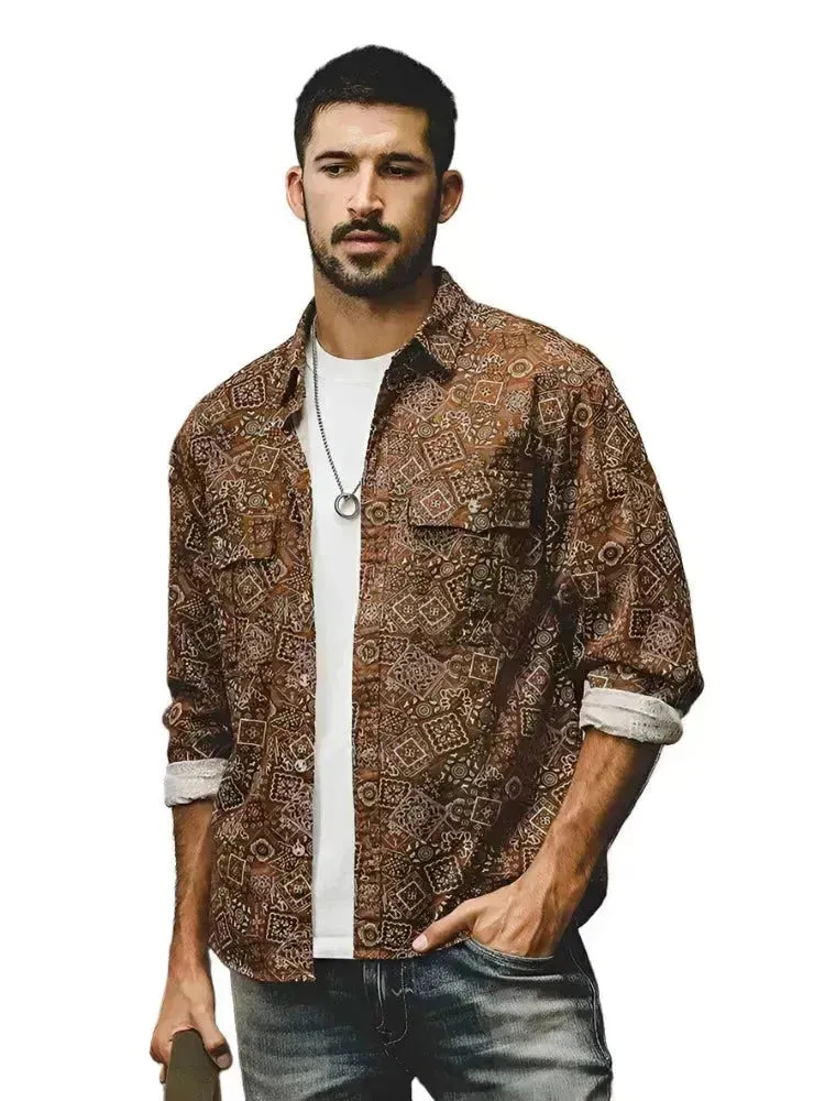 Artistic Floral Long Sleeve Casual Shirt