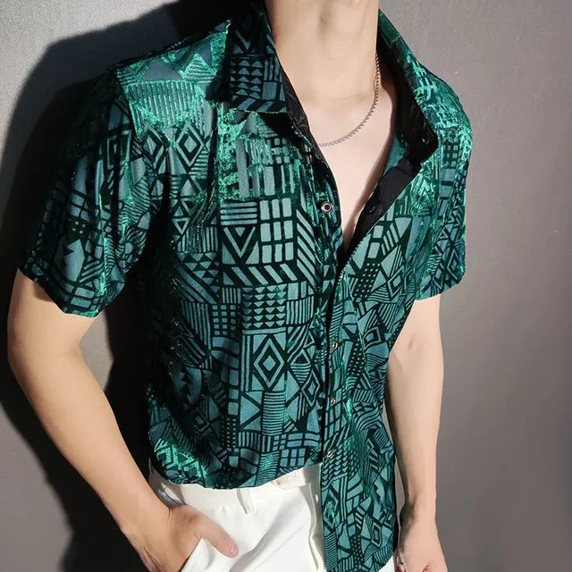 Artistic Geometric Pattern Transparent Shirt