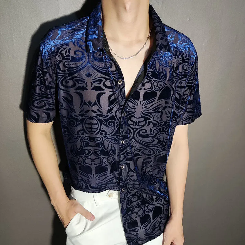 Artistic Geometric Pattern Transparent Shirt