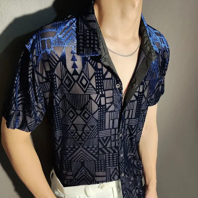 Artistic Geometric Pattern Transparent Shirt