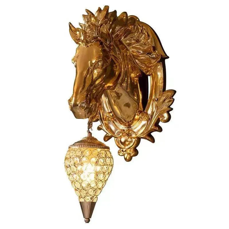 Artistic Horse Design Gold Wall Lamp