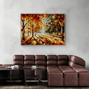 Autumn's Dance: Cubist Wall Art Print - canvas