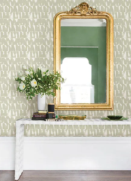 Bancroft Sage Artistic Stripe Wallpaper