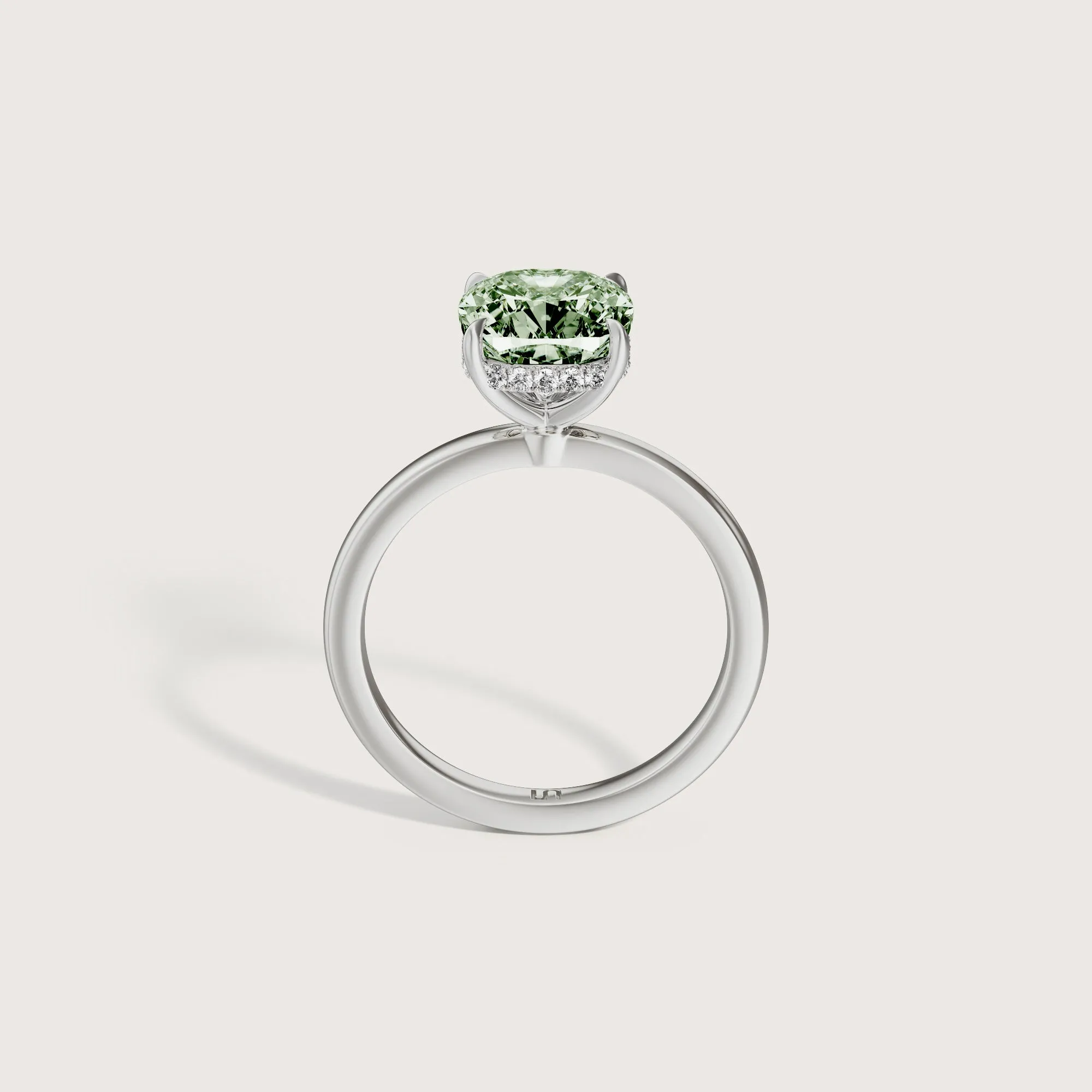 Bianca Cushion Solitaire Green Diamond - Hidden Halo