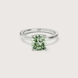 Bianca Cushion Solitaire Green Diamond - Hidden Halo