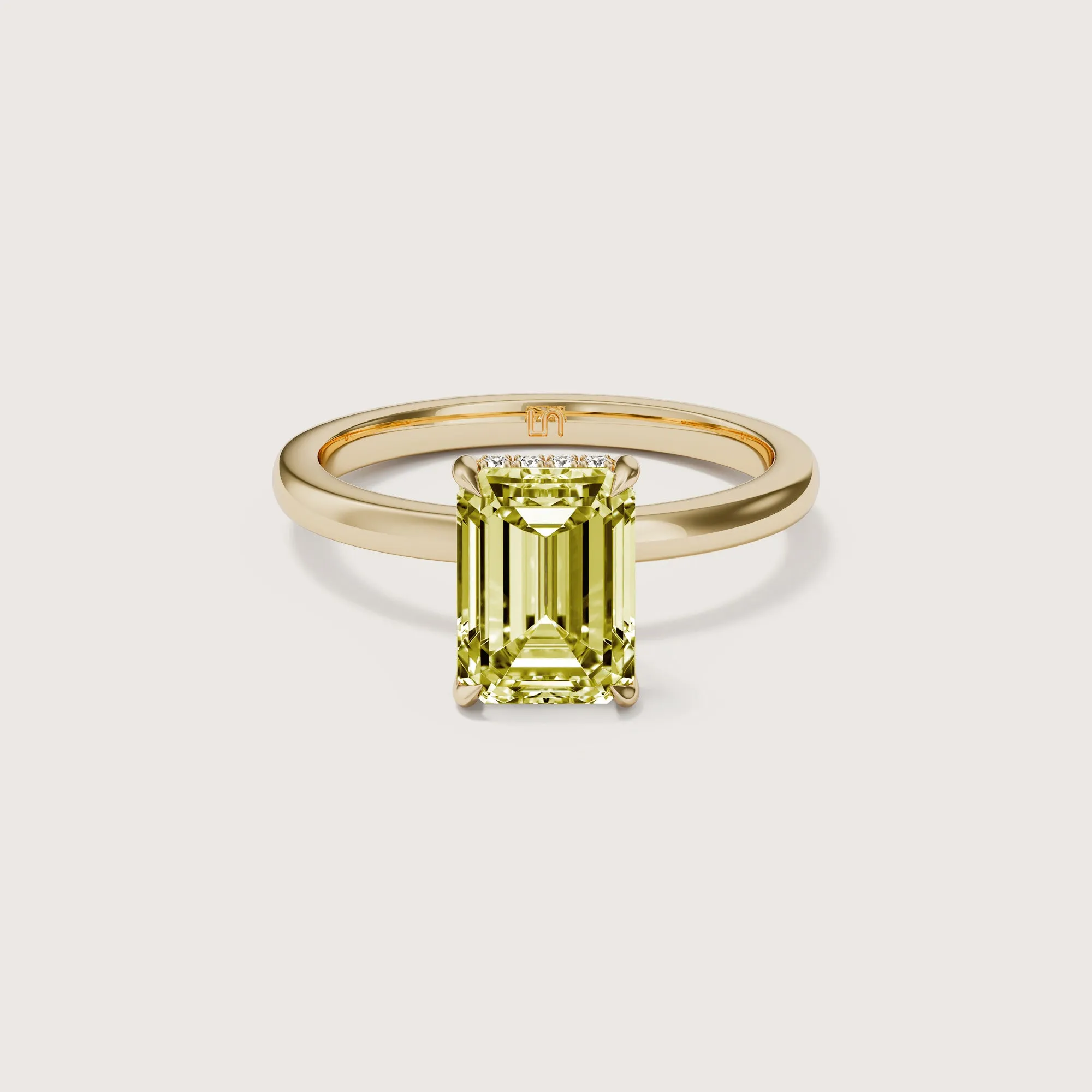 Bianca Emerald Solitaire Yellow Diamond - Hidden Halo