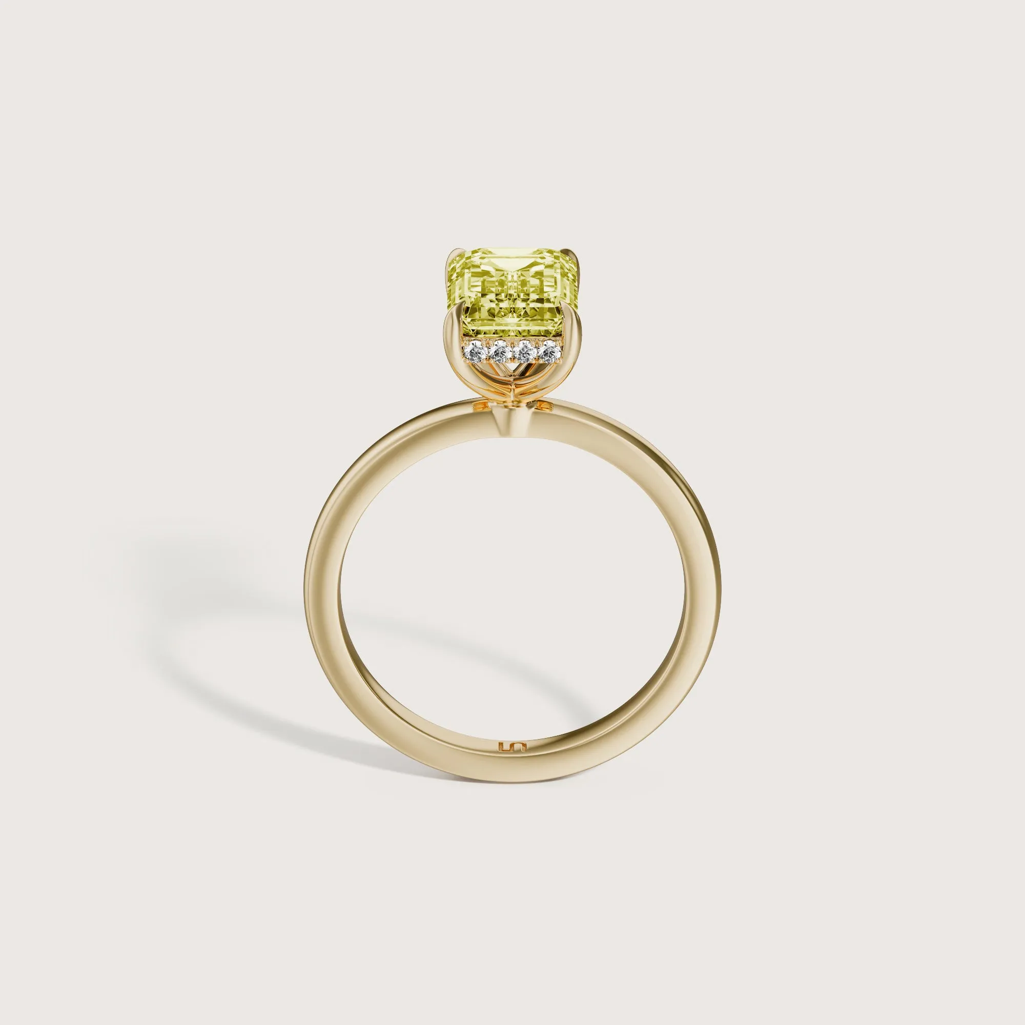 Bianca Emerald Solitaire Yellow Diamond - Hidden Halo